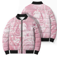 Aloha Hawaii Turtles Floral Bomber Puffer Jacket Pink Marbles Glaze LT7 - Polynesian Pride