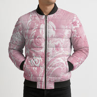 Aloha Hawaii Turtles Floral Bomber Puffer Jacket Pink Marbles Glaze LT7 - Polynesian Pride