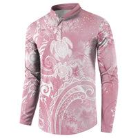 Aloha Hawaii Turtles Floral Button Sweatshirt Pink Marbles Glaze LT7 - Polynesian Pride