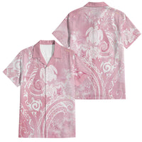 Aloha Hawaii Turtles Floral Family Matching Off Shoulder Maxi Dress and Hawaiian Shirt Pink Marbles Glaze LT7 Dad's Shirt - Short Sleeve Pink - Polynesian Pride