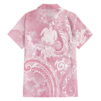 Aloha Hawaii Turtles Floral Family Matching Off Shoulder Maxi Dress and Hawaiian Shirt Pink Marbles Glaze LT7 - Polynesian Pride