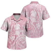 Aloha Hawaii Turtles Floral Family Matching Off Shoulder Short Dress and Hawaiian Shirt Pink Marbles Glaze LT7 Son's Shirt Pink - Polynesian Pride