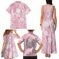 Aloha Hawaii Turtles Floral Family Matching Tank Maxi Dress and Hawaiian Shirt Pink Marbles Glaze LT7 - Polynesian Pride