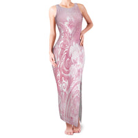 Aloha Hawaii Turtles Floral Family Matching Tank Maxi Dress and Hawaiian Shirt Pink Marbles Glaze LT7 Mom's Dress Pink - Polynesian Pride