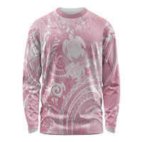 Aloha Hawaii Turtles Floral Long Sleeve Shirt Pink Marbles Glaze LT7 Unisex Pink - Polynesian Pride