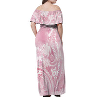 Aloha Hawaii Turtles Floral Off Shoulder Maxi Dress Pink Marbles Glaze LT7 - Polynesian Pride