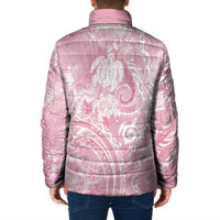 Aloha Hawaii Turtles Floral Padded Jacket Pink Marbles Glaze LT7 - Polynesian Pride