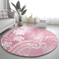 Aloha Hawaii Turtles Floral Round Carpet Pink Marbles Glaze LT7 - Polynesian Pride