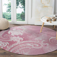Aloha Hawaii Turtles Floral Round Carpet Pink Marbles Glaze LT7 - Polynesian Pride