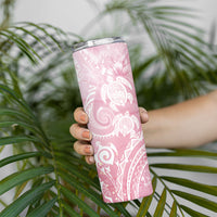Aloha Hawaii Turtles Floral Skinny Tumbler Pink Marbles Glaze LT7 - Polynesian Pride
