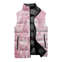 Aloha Hawaii Turtles Floral Sleeveless Puffer Jacket Pink Marbles Glaze LT7 - Polynesian Pride
