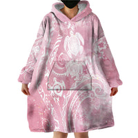 Aloha Hawaii Turtles Floral Wearable Blanket Hoodie Pink Marbles Glaze LT7 - Polynesian Pride
