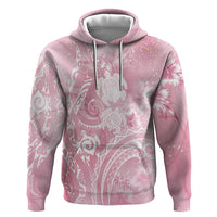 Aloha Hawaii Turtles Floral Zip Hoodie Pink Marbles Glaze LT7 Pullover Hoodie Pink - Polynesian Pride