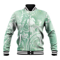 Aloha Hawaii Turtles Floral Baseball Jacket Seafoam Marbles Glaze LT7 Unisex Seafoam - Polynesian Pride