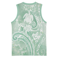 Aloha Hawaii Turtles Floral Basketball Jersey Seafoam Marbles Glaze LT7 - Polynesian Pride