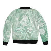 Aloha Hawaii Turtles Floral Bomber Jacket Seafoam Marbles Glaze LT7 - Polynesian Pride