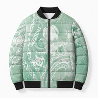 Aloha Hawaii Turtles Floral Bomber Puffer Jacket Seafoam Marbles Glaze LT7 Unisex Seafoam - Polynesian Pride