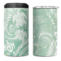 Aloha Hawaii Turtles Floral 4 in 1 Can Cooler Tumbler Seafoam Marbles Glaze LT7 One Size: 16 oz Seafoam - Polynesian Pride