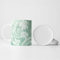 Aloha Hawaii Turtles Floral Ceramic Mug Seafoam Marbles Glaze LT7 - Polynesian Pride