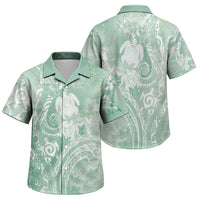Aloha Hawaii Turtles Floral Family Matching Off Shoulder Maxi Dress and Hawaiian Shirt Seafoam Marbles Glaze LT7 Son's Shirt Seafoam - Polynesian Pride