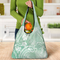 Aloha Hawaii Turtles Floral Grocery Bag Seafoam Marbles Glaze LT7 - Polynesian Pride