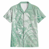 Aloha Hawaii Turtles Floral Hawaiian Shirt Seafoam Marbles Glaze LT7 Seafoam - Polynesian Pride