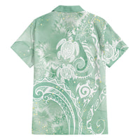 Aloha Hawaii Turtles Floral Hawaiian Shirt Seafoam Marbles Glaze LT7 - Polynesian Pride