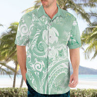 Aloha Hawaii Turtles Floral Hawaiian Shirt Seafoam Marbles Glaze LT7 - Polynesian Pride