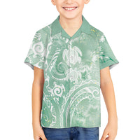 Aloha Hawaii Turtles Floral Hawaiian Shirt Seafoam Marbles Glaze LT7 - Polynesian Pride