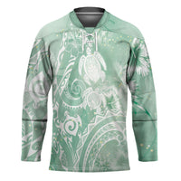 Aloha Hawaii Turtles Floral Hockey Jersey Seafoam Marbles Glaze LT7 Unisex Seafoam - Polynesian Pride