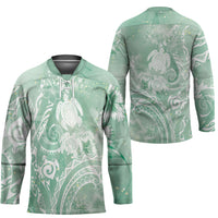 Aloha Hawaii Turtles Floral Hockey Jersey Seafoam Marbles Glaze LT7 - Polynesian Pride