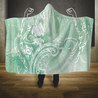 Aloha Hawaii Turtles Floral Hooded Blanket Seafoam Marbles Glaze LT7 - Polynesian Pride