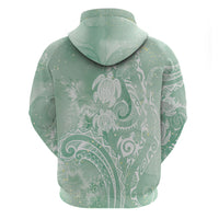 Aloha Hawaii Turtles Floral Hoodie Seafoam Marbles Glaze LT7 - Polynesian Pride