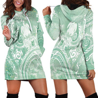 Aloha Hawaii Turtles Floral Hoodie Dress Seafoam Marbles Glaze LT7 - Polynesian Pride
