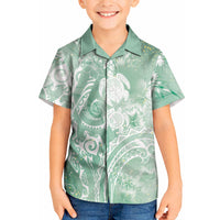 Aloha Hawaii Turtles Floral Kid Hawaiian Shirt Seafoam Marbles Glaze LT7 Kid Seafoam - Polynesian Pride