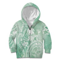 Aloha Hawaii Turtles Floral Kid Hoodie Seafoam Marbles Glaze LT7 Zip Hoodie Seafoam - Polynesian Pride