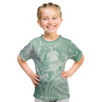 Aloha Hawaii Turtles Floral Kid T Shirt Seafoam Marbles Glaze LT7 Seafoam - Polynesian Pride