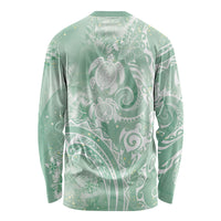 Aloha Hawaii Turtles Floral Long Sleeve Shirt Seafoam Marbles Glaze LT7 - Polynesian Pride
