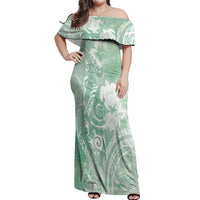 Aloha Hawaii Turtles Floral Off Shoulder Maxi Dress Seafoam Marbles Glaze LT7 Women Seafoam - Polynesian Pride