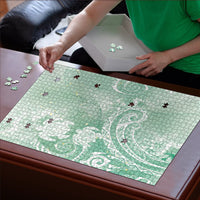 Aloha Hawaii Turtles Floral Puzzle Seafoam Marbles Glaze LT7 - Polynesian Pride