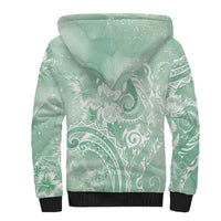 Aloha Hawaii Turtles Floral Sherpa Hoodie Seafoam Marbles Glaze LT7 - Polynesian Pride