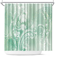 Aloha Hawaii Turtles Floral Shower Curtain Seafoam Marbles Glaze LT7 Seafoam - Polynesian Pride