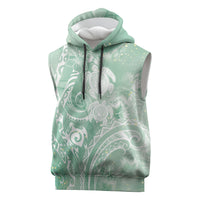 Aloha Hawaii Turtles Floral Sleeveless Hoodie Seafoam Marbles Glaze LT7 Seafoam - Polynesian Pride
