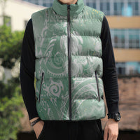 Aloha Hawaii Turtles Floral Sleeveless Puffer Jacket Seafoam Marbles Glaze LT7 - Polynesian Pride