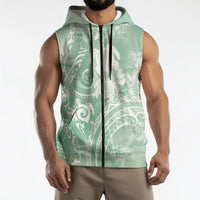 Aloha Hawaii Turtles Floral Sleeveless Zip Hoodie Seafoam Marbles Glaze LT7 - Polynesian Pride