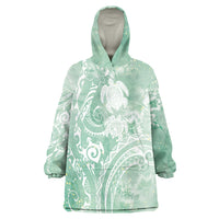Aloha Hawaii Turtles Floral Wearable Blanket Hoodie Seafoam Marbles Glaze LT7 One Size Seafoam - Polynesian Pride
