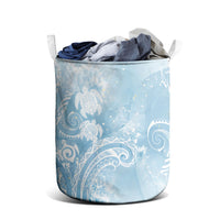 Aloha Hawaii Turtles Floral Laundry Basket Aqua Marbles Glaze LT7 - Polynesian Pride