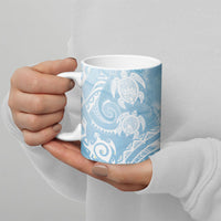 Aloha Hawaii Turtles Floral Ceramic Mug Aqua Marbles Glaze LT7 - Polynesian Pride