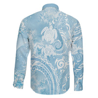 Aloha Hawaii Turtles Floral Family Matching Off Shoulder Maxi Dress and Hawaiian Shirt Aqua Marbles Glaze LT7 - Polynesian Pride