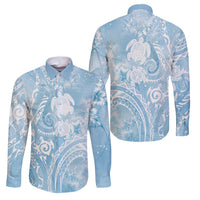 Aloha Hawaii Turtles Floral Family Matching Short Sleeve Bodycon Dress and Hawaiian Shirt Aqua Marbles Glaze LT7 Dad's Shirt - Long Sleeve Aqua - Polynesian Pride